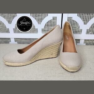 J.Crew Women's Beige Canvas Espadrille Wedges Size 8.5